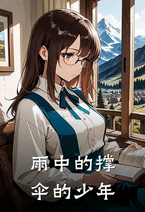 雨中的撑伞的少年